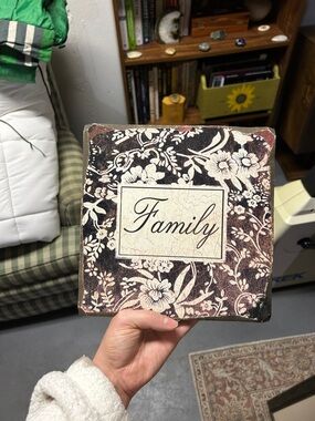 Family Floral Decorative Plaque - Brown & Cream